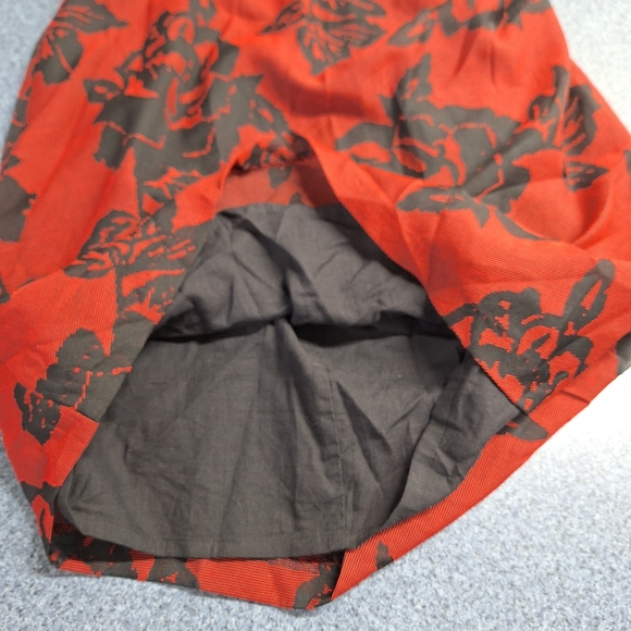 CO Strapless Burgundy/Red and Black Floral Dress, Size 8, RN#66170 - Picture 13 of 16